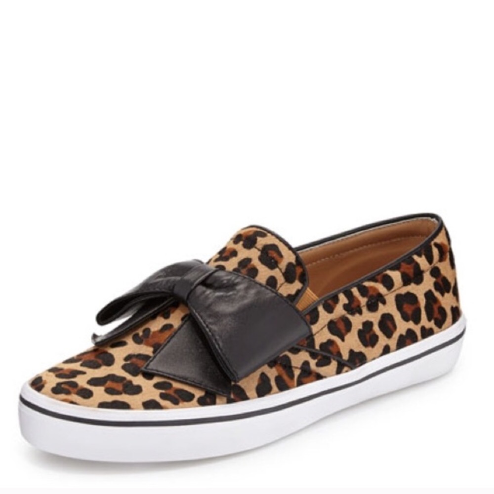 Kate Spade Calf hair leopard flats leather bow